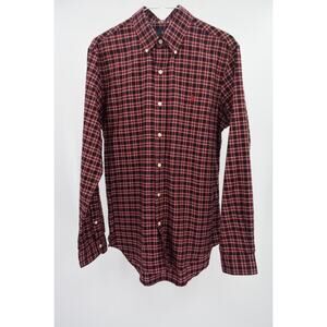 Ralph Lauren Red Black Plaid Button Down Long Sleeve Shirt Mens S